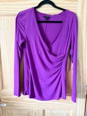 Halogen Purple Surplice Long-Sleeve Top